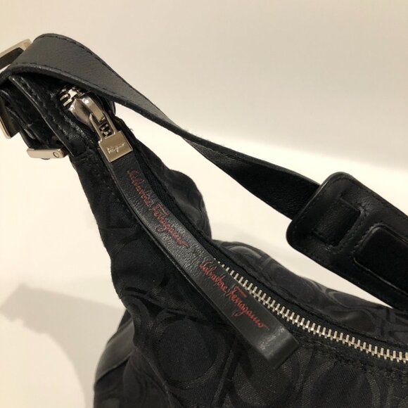 【10MK】Ferragamo Gancini Black Shoulder Bag sku# 85565 (gently used) - Picture 8 of 11